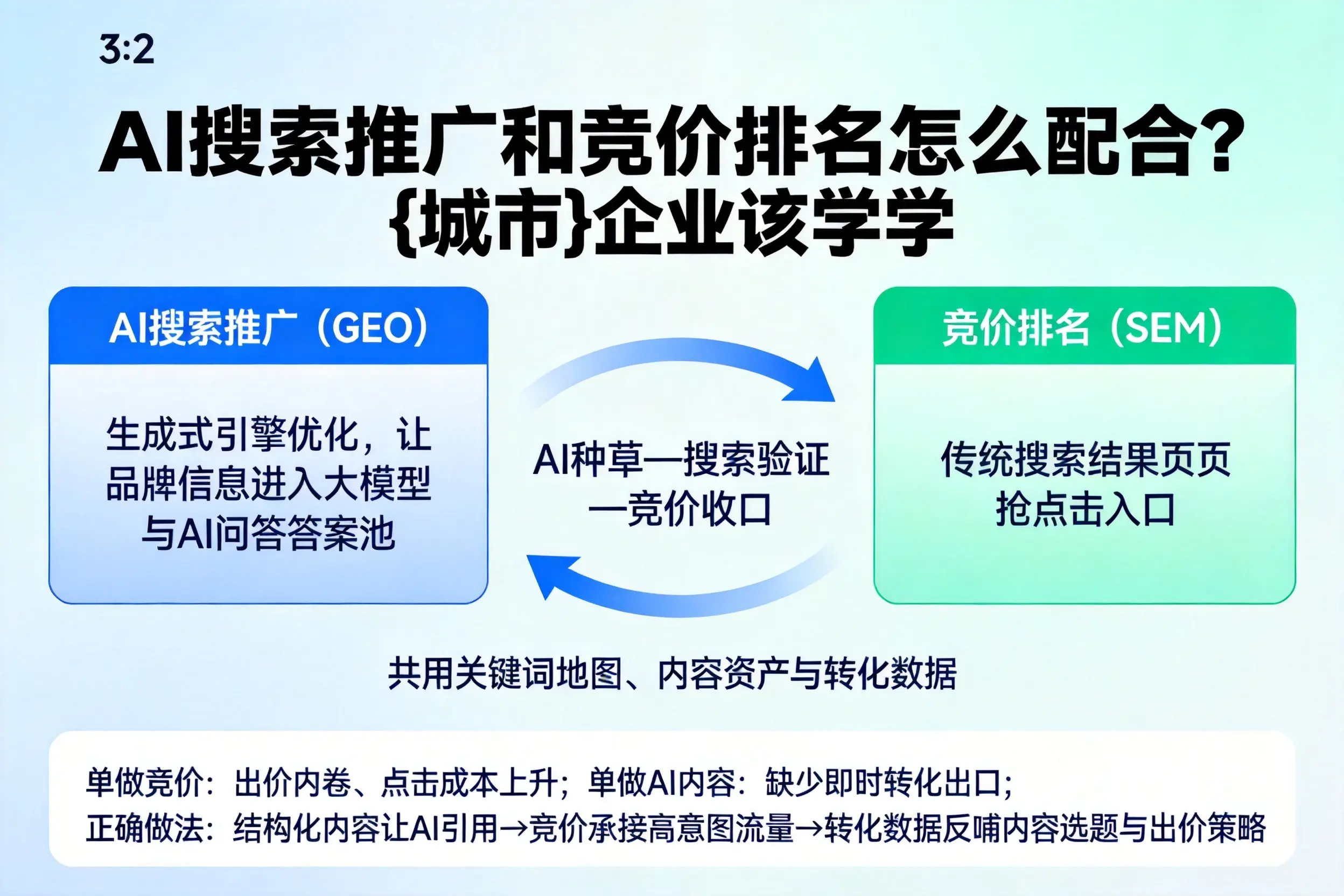AI搜索推广和竞价排名怎么配合？石河子企业该学学