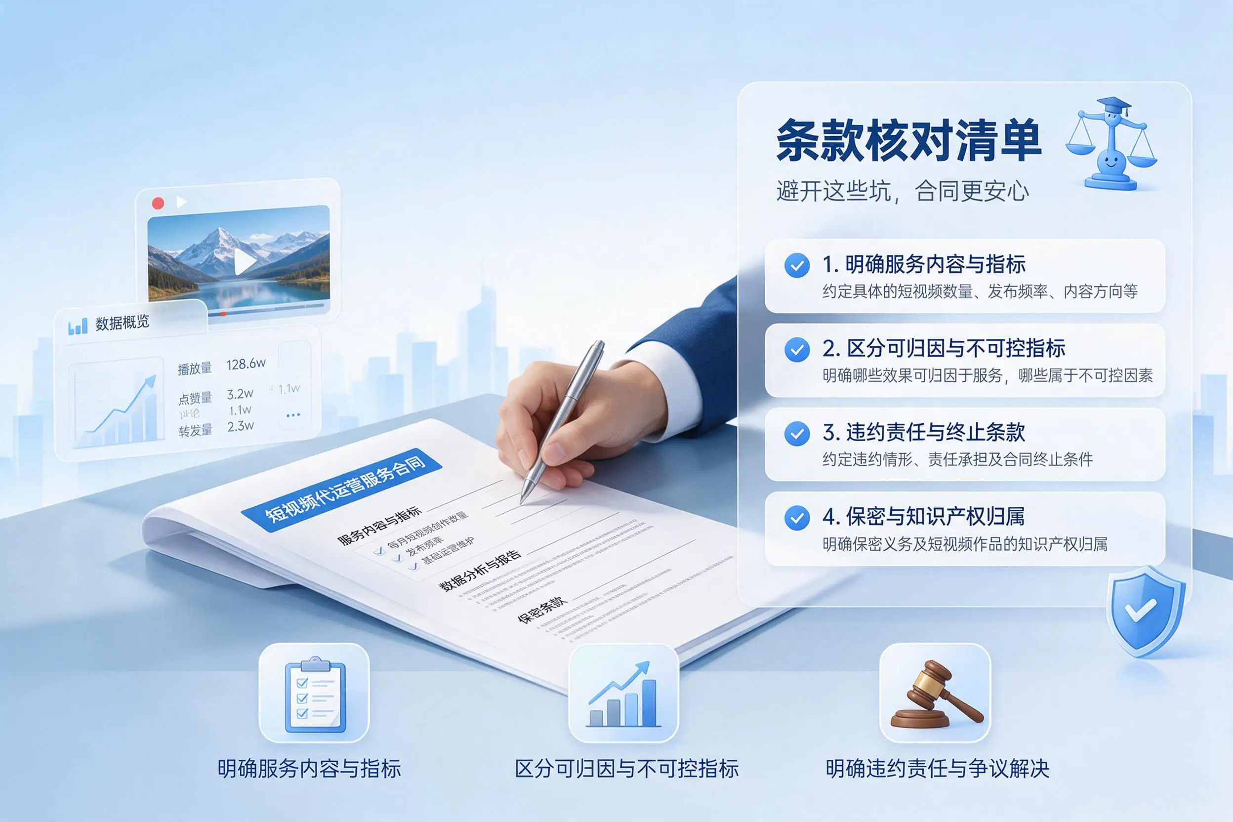 短视频代运营合同怎么签？石河子企业条款核对与避坑要点