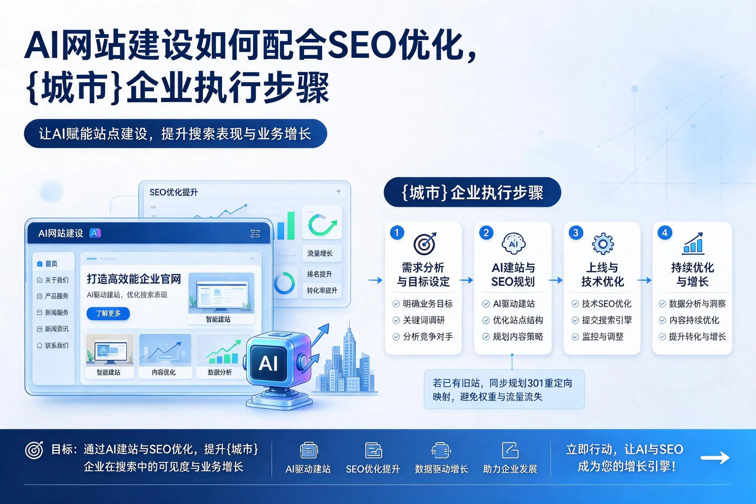 AI网站建设如何配合SEO优化,石河子企业执行步骤