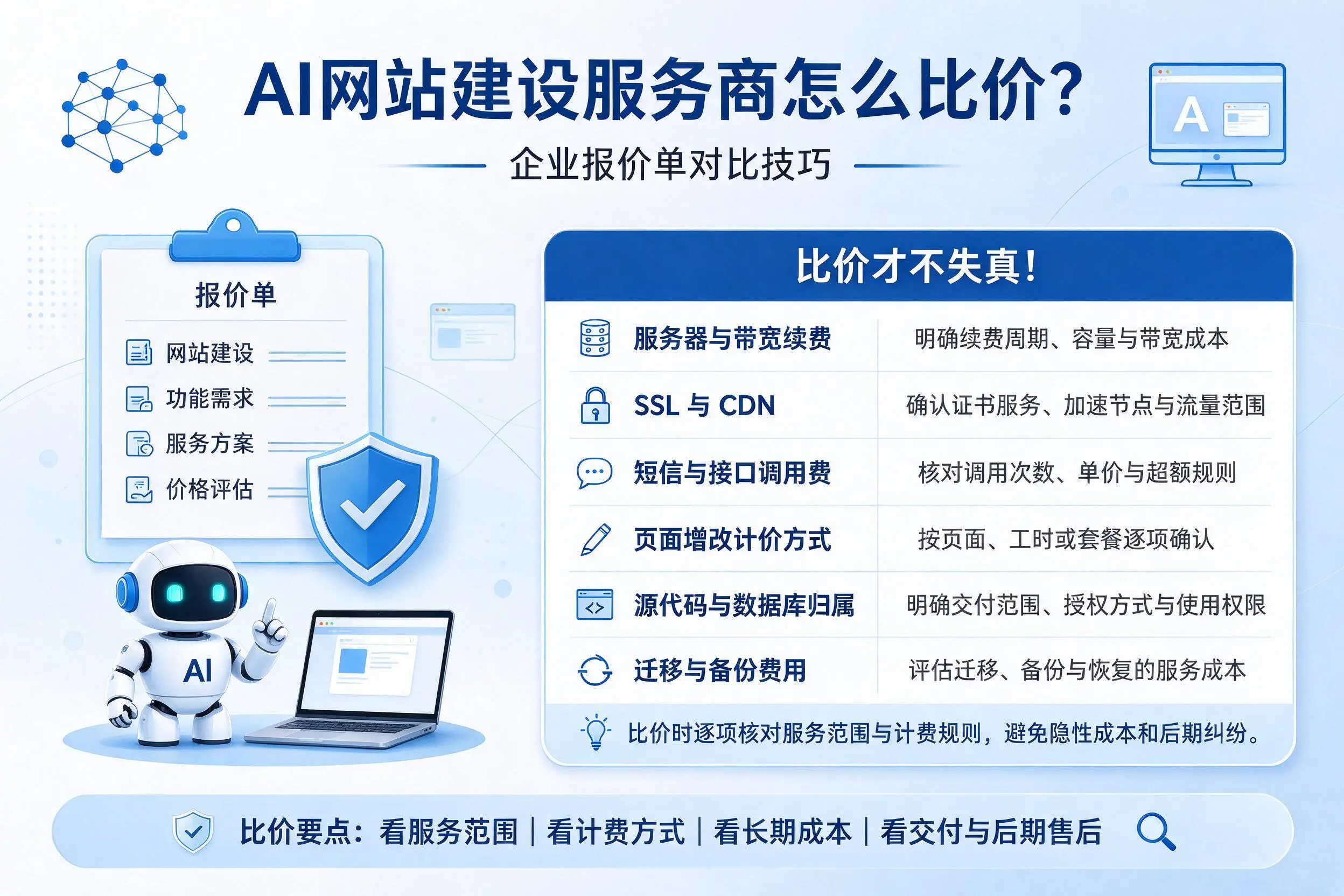 AI网站建设服务商怎么比价?石河子企业报价单对比技巧