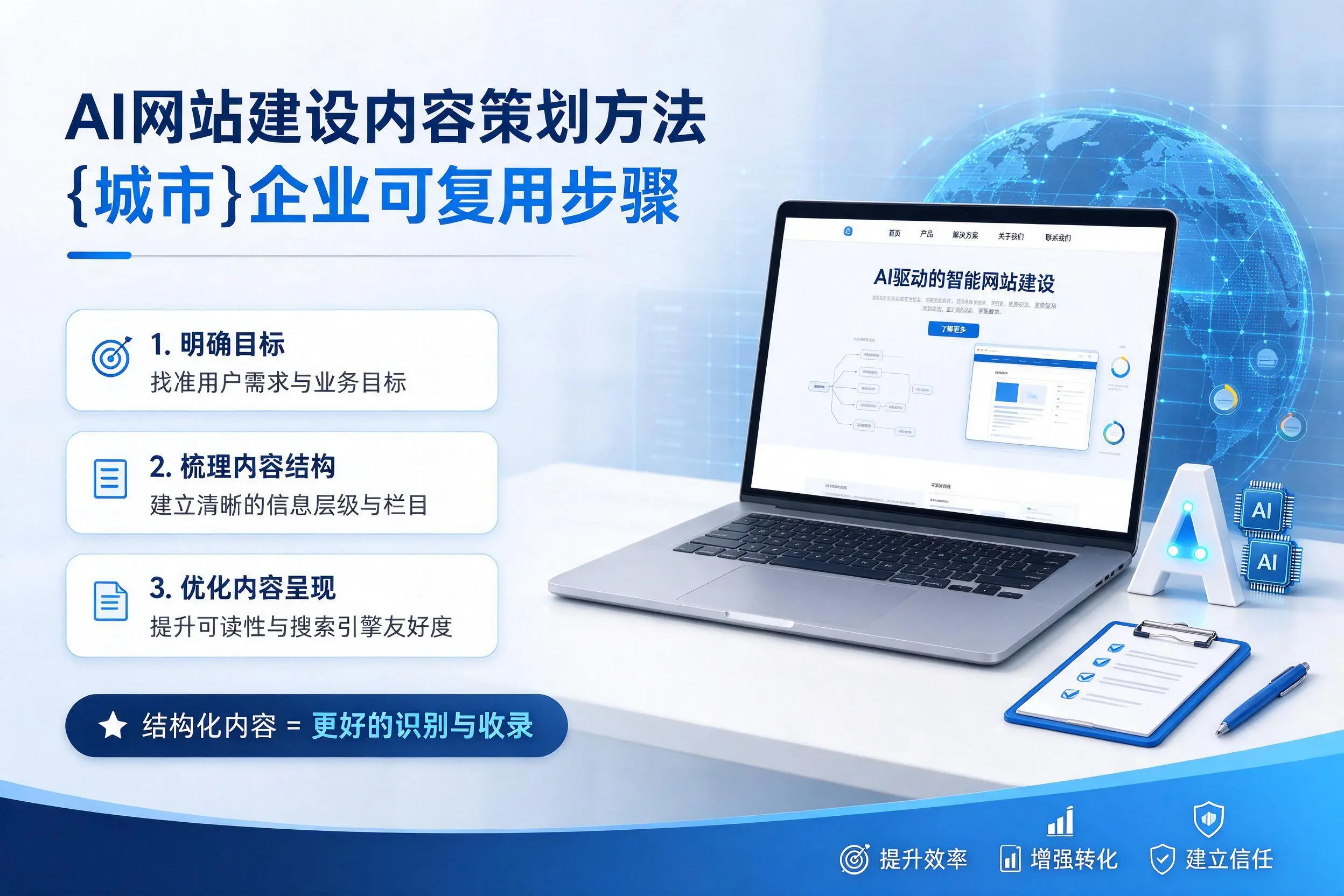 AI网站建设内容策划方法,石河子企业可复用步骤